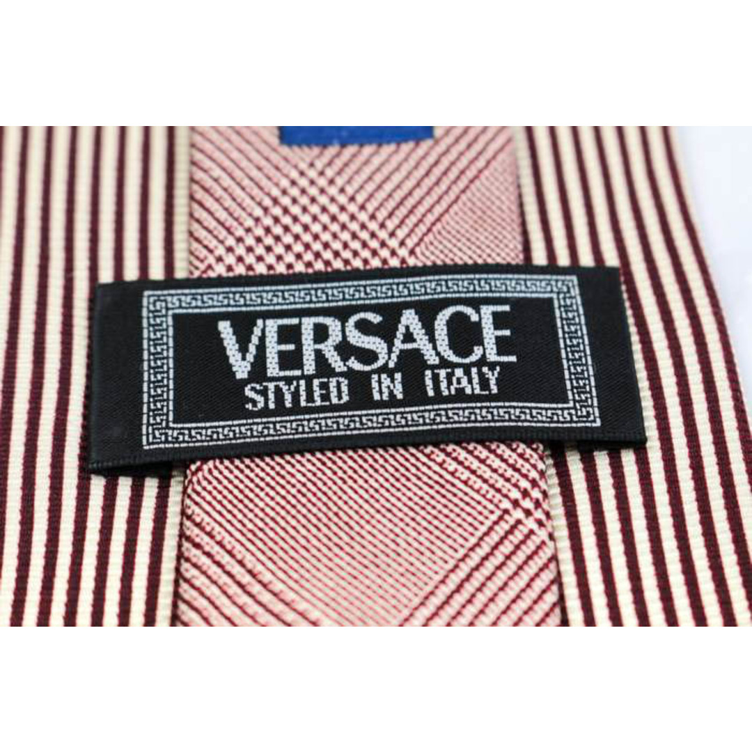 VERSACE(ヴェルサーチ)のヴェルサーチ ブランド ネクタイ メデューサ柄 ストライプ柄 シルク PO  メンズ ワインレッド VERSACE メンズのファッション小物(ネクタイ)の商品写真