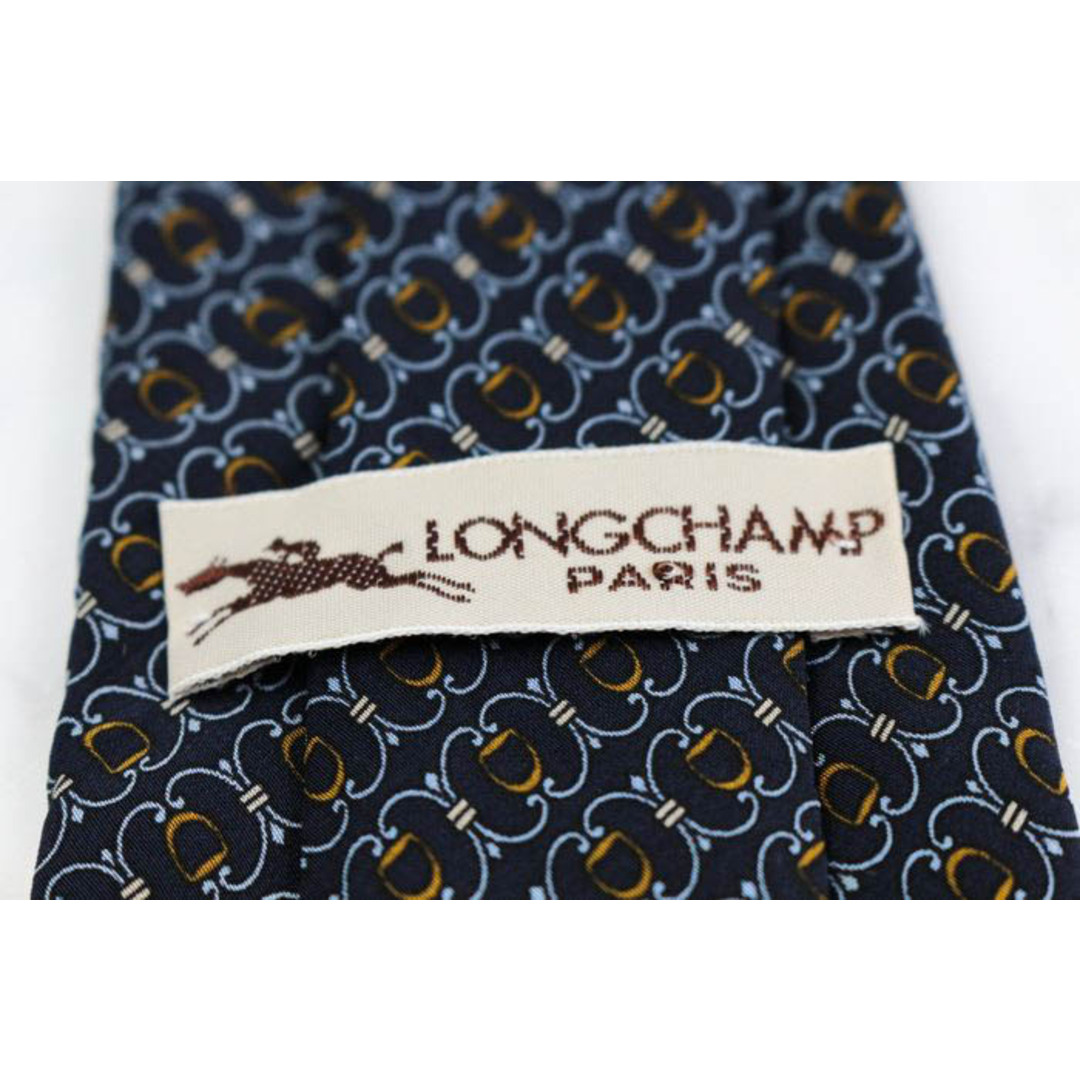 LONGCHAMP(ロンシャン)のロンシャン ブランド ネクタイ ロゴグラム ストライプ柄 パネル柄 シルク PO  メンズ ネイビー Longchamp メンズのファッション小物(ネクタイ)の商品写真