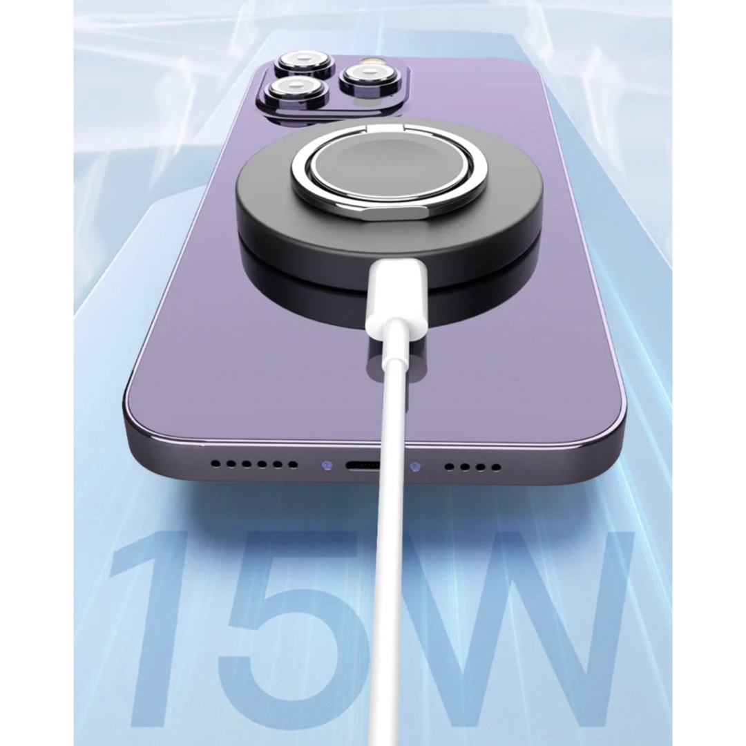 ワイヤレス充電器  iPhone Apple Watch/スマホリング Mag スマホ/家電/カメラのスマートフォン/携帯電話(バッテリー/充電器)の商品写真