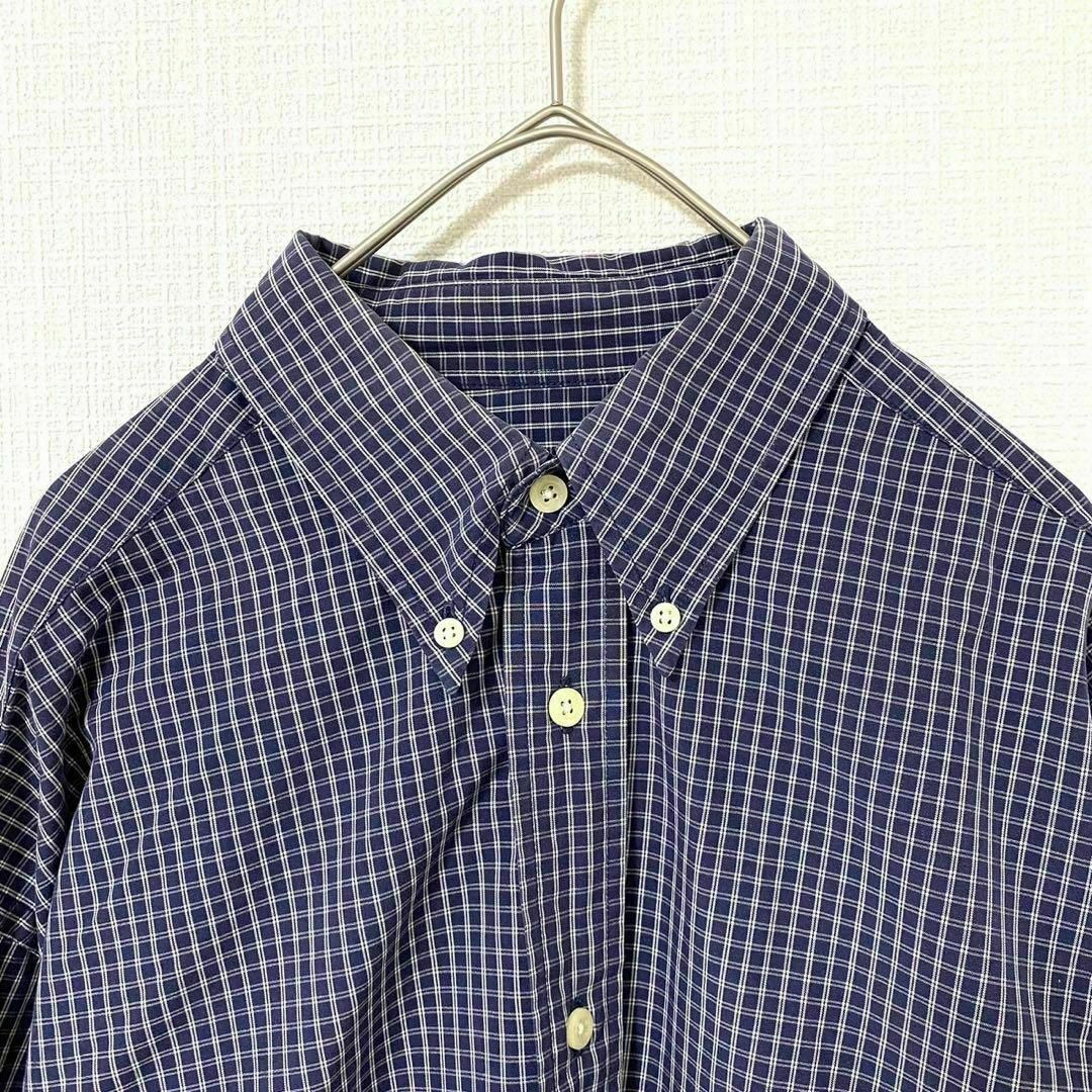 Eddie Bauer(エディーバウアー)のシャツ 長袖 エディーバウアー ボタンダウン チェック ネイビー コットン M メンズのトップス(シャツ)の商品写真