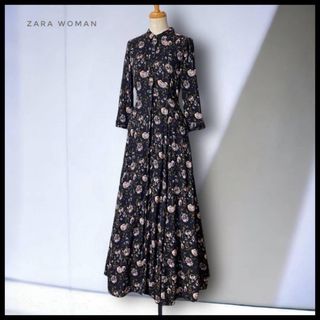 ザラ(ZARA)の【ZARA WOMAN】  ロングフレアシャツワンピース     フラワー(ロングワンピース/マキシワンピース)