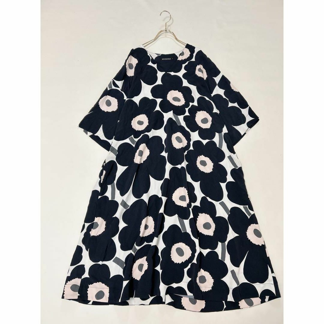 marimekko(マリメッコ)のマリメッコ　ワイドシルエット　ウニッコ　とろみ　半袖ロングワンピース レディースのワンピース(ロングワンピース/マキシワンピース)の商品写真