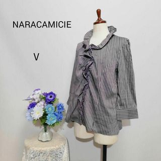 ナラカミーチェ(NARACAMICIE)のナラカミーチェ　極上美品　長袖ブラウス　ストライプ　4Lサイズ(シャツ/ブラウス(長袖/七分))