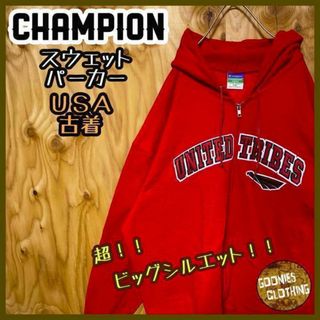 チャンピオン スウェット レッド パーカー USA古着 90s 長袖 アウター(パーカー)