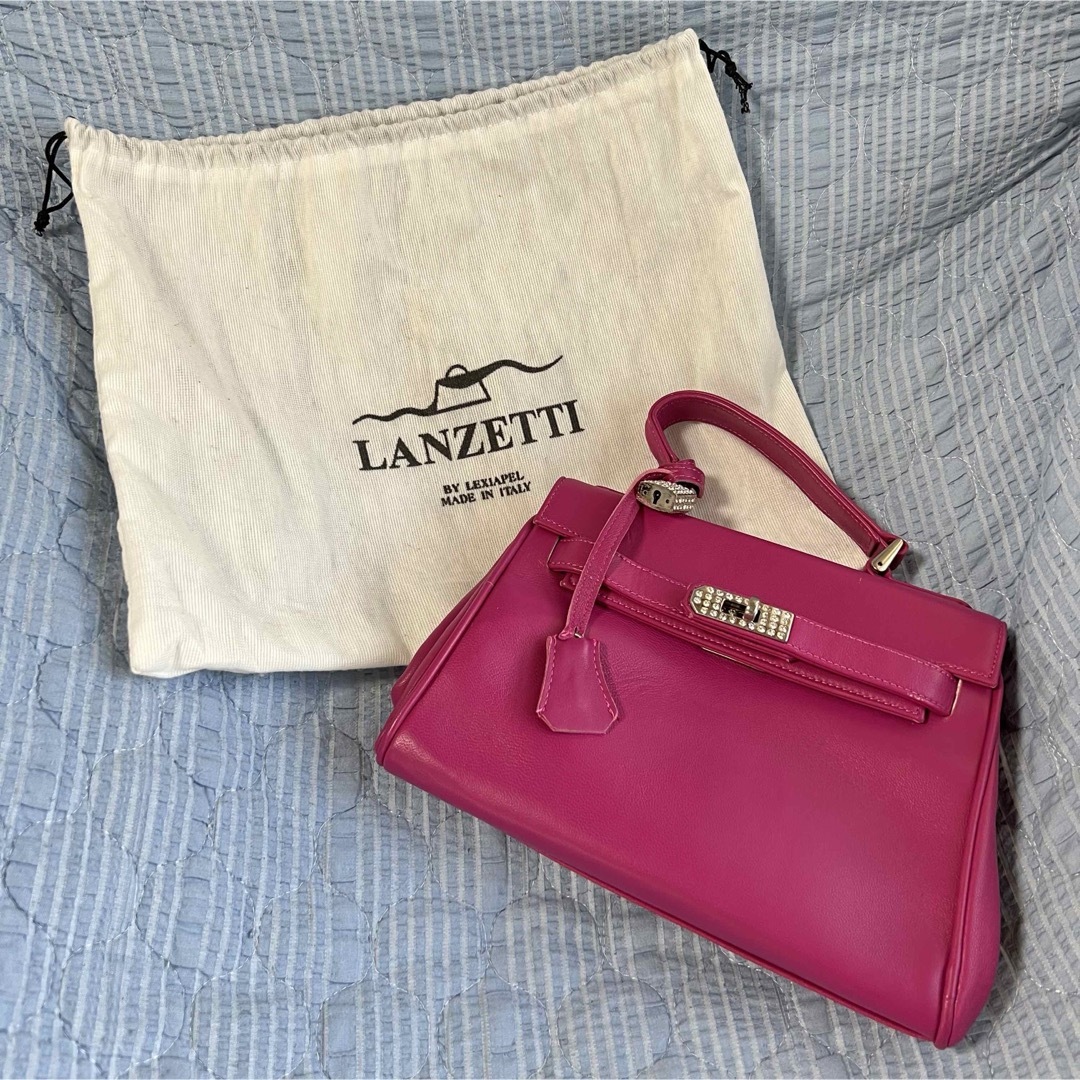 美品　lanzetti ランゼッティ　ピンクハンドバッグ　レディース　ショルダー レディースのバッグ(ハンドバッグ)の商品写真