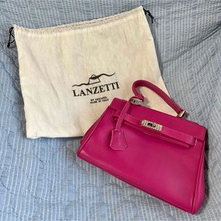 美品　lanzetti ランゼッティ　ピンクハンドバッグ　レディース　ショルダー(ハンドバッグ)