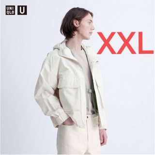 ユニクロ(UNIQLO)のユニクロ U ユーティリティフーデッドジャケット XXL ホワイト ライトグレー(ブルゾン)