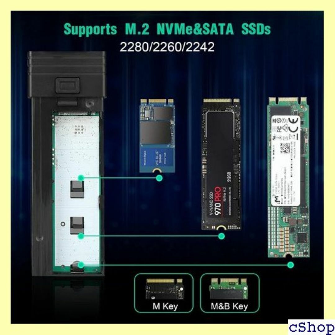 NVMe M.2 SSD搭載可能ドッキングステーション ト - ブラック 931 スマホ/家電/カメラのスマホ/家電/カメラ その他(その他)の商品写真