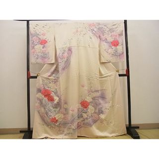 平和屋野田店■訪問着　枝花文　暈し染め　銀彩　逸品　n-xi1919(着物)