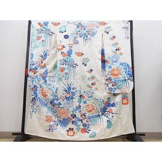 平和屋野田店■豪華振袖　銀駒刺繍　牡丹花籠文　銀彩　逸品　n-hj9216(振袖)