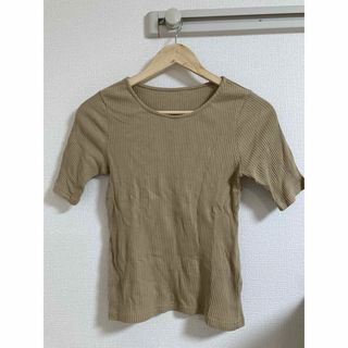 clear クリア 5分袖リブTシャツ ベージュ フリーサイズ(Tシャツ(半袖/袖なし))