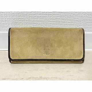 ロエベ(LOEWE)のLOEWE ロエベ アナグラム スエード 長財布 ベージュ(財布)