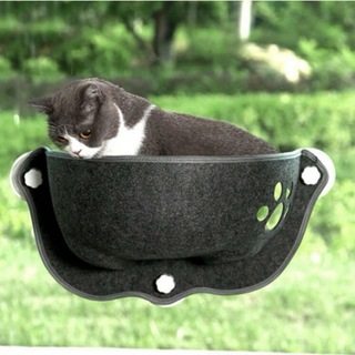 猫用　ウィンドウハンモック　ブラック　肉球窓付き(猫)