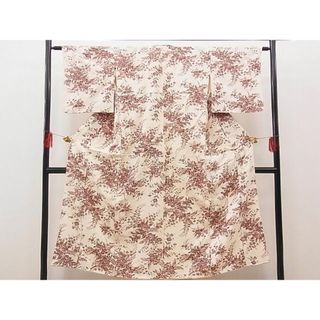 平和屋野田店■上質な小紋　草花文　銀彩　逸品　n-sa4300(着物)