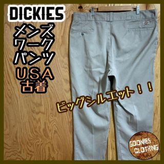 ディッキーズ(Dickies)のグレー ディッキーズ ワーク パンツ メイドインUSA 古着 90s ロゴ(ワークパンツ/カーゴパンツ)