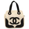 CHANEL シャネル マシュマロ トートバッグ ハンドバッグ ココマーク キャンバス アイボリー 白 ブラック 黒 ゴールド金具 A24228