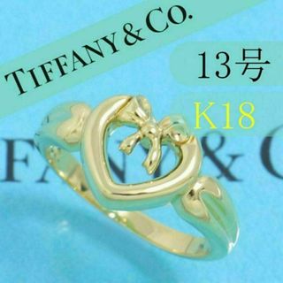 ティファニー(Tiffany & Co.)のティファニー　TIFFANY　K18YG　13号　ハートリボンリング　良品(リング(指輪))