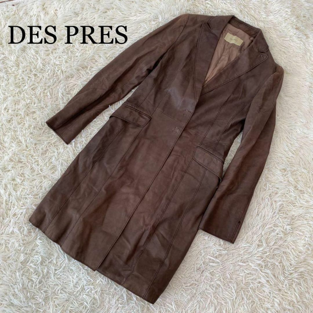 DES PRES(デプレ)のDES PRES デプレ ロングコート ラムレザー ブラウン レディースのジャケット/アウター(ロングコート)の商品写真