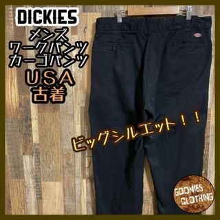 ディッキーズ(Dickies)のディッキーズ ロゴ 2XL ブラック アメカジ ワーク パンツ USA古着 黒(ワークパンツ/カーゴパンツ)