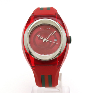 グッチ(Gucci)のグッチ シンク レッド文字盤 SS ラバー （12401092）(腕時計(アナログ))