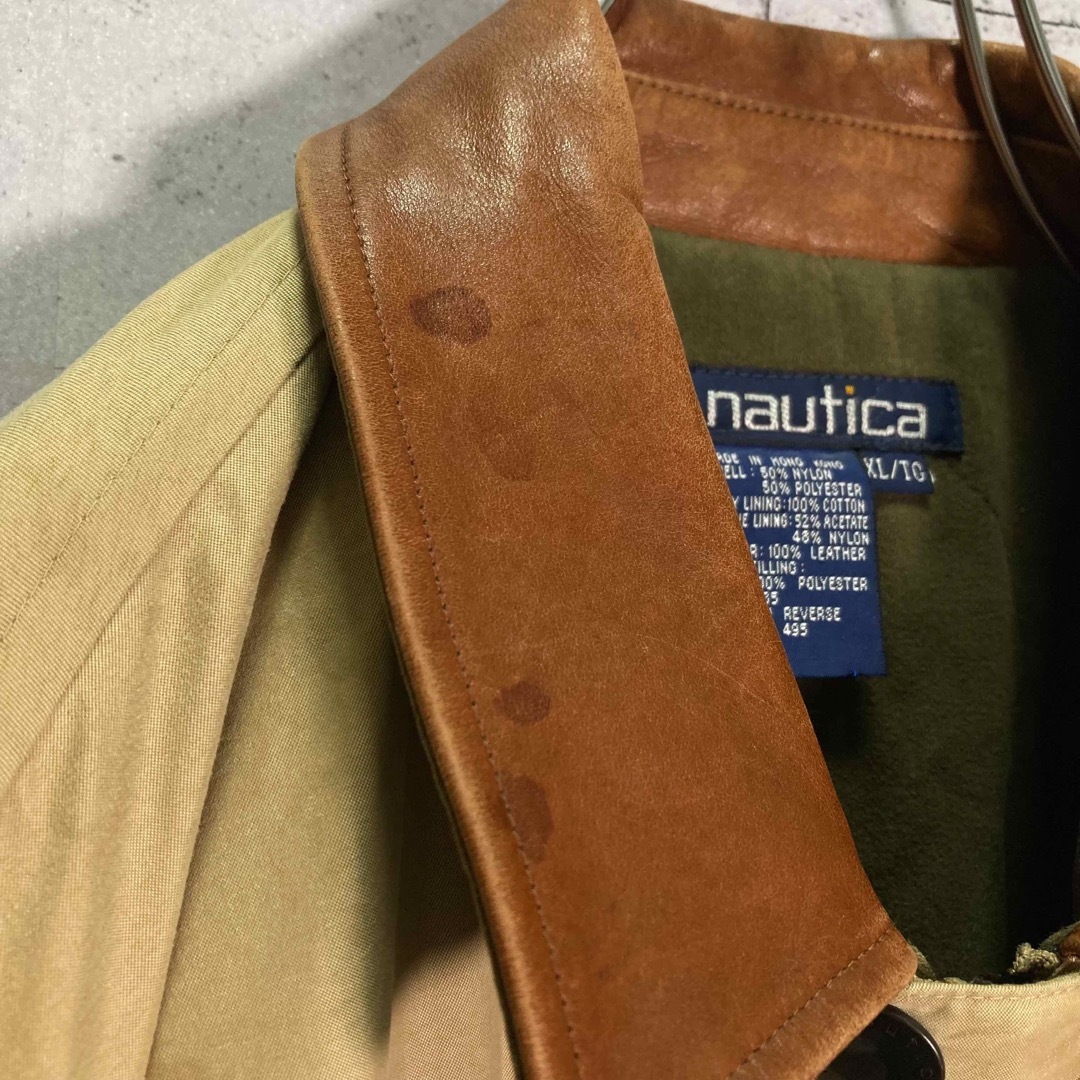 NAUTICA(ノーティカ)の【入手困難】90s nautica/ノーティカ 襟レザー ブルゾン US古着 メンズのジャケット/アウター(ブルゾン)の商品写真