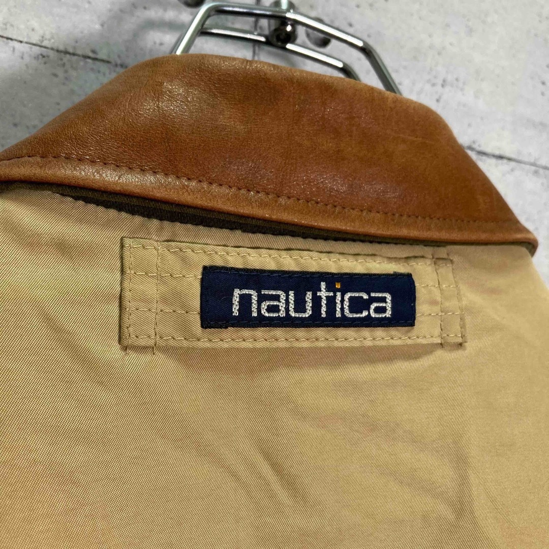 NAUTICA(ノーティカ)の【入手困難】90s nautica/ノーティカ 襟レザー ブルゾン US古着 メンズのジャケット/アウター(ブルゾン)の商品写真