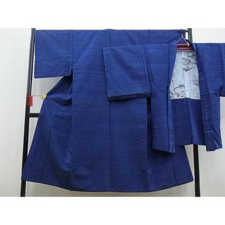 平和屋野田店■男性　紬　アンサンブル　霞文　羽裏：東海道五十三次　逸品　n-kg6384(着物)