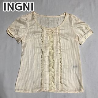 イング(INGNI)のINGNI イング　レース　リボン　半袖　ブラウス　シャツ　オフホワイト y2k(シャツ/ブラウス(半袖/袖なし))