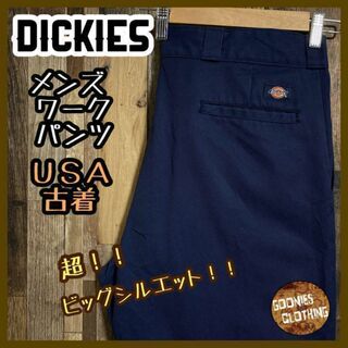 ディッキーズ(Dickies)のディッキーズ メンズ ワーク パンツ 紺 ロゴ 38 2XL USA古着 90s(ワークパンツ/カーゴパンツ)