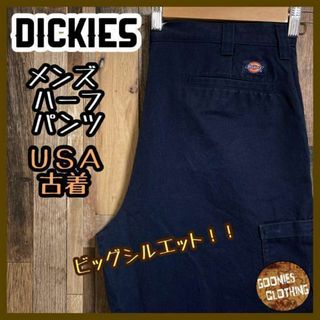 ディッキーズ(Dickies)のディッキーズ メンズ ハーフ パンツ ロゴ 紺 36 XL USA古着 90s(ワークパンツ/カーゴパンツ)