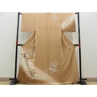 平和屋野田店■訪問着　友禅　エ霞花車文　暈し染め　金銀彩　逸品　n-fw6223(着物)