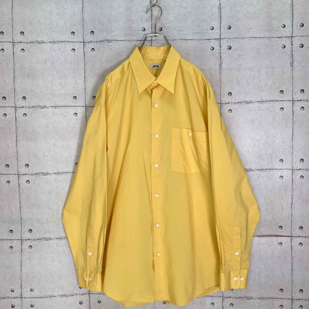 JUNMEN(ジュンメン)の【レアカラー】80s JUN/ジュン 長袖シャツ XL  イエロー 無地 メンズのトップス(シャツ)の商品写真