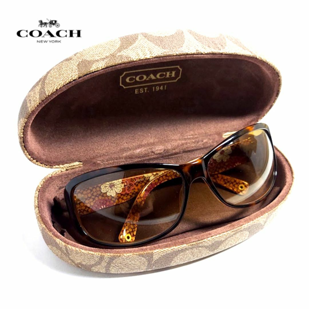 COACH(コーチ)のCOACH✨コーチ シグネチャー サングラス メタルロゴ べっ甲カラー ケース付 レディースのファッション小物(サングラス/メガネ)の商品写真