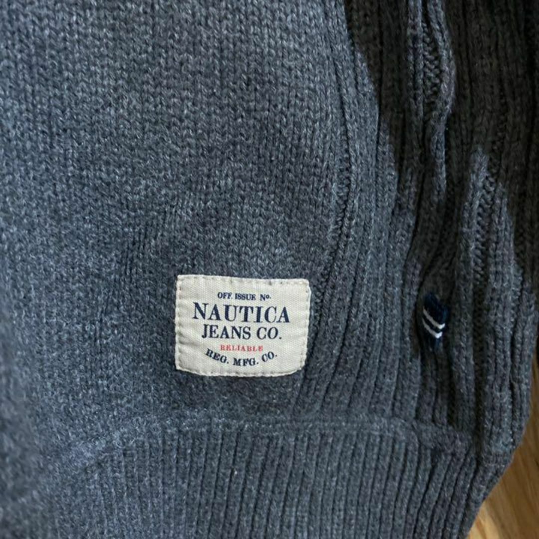NAUTICA(ノーティカ)のノーティカ ハーフジップ ニット セーター USA古着 90s 冬服 ロゴ 白 メンズのトップス(ニット/セーター)の商品写真