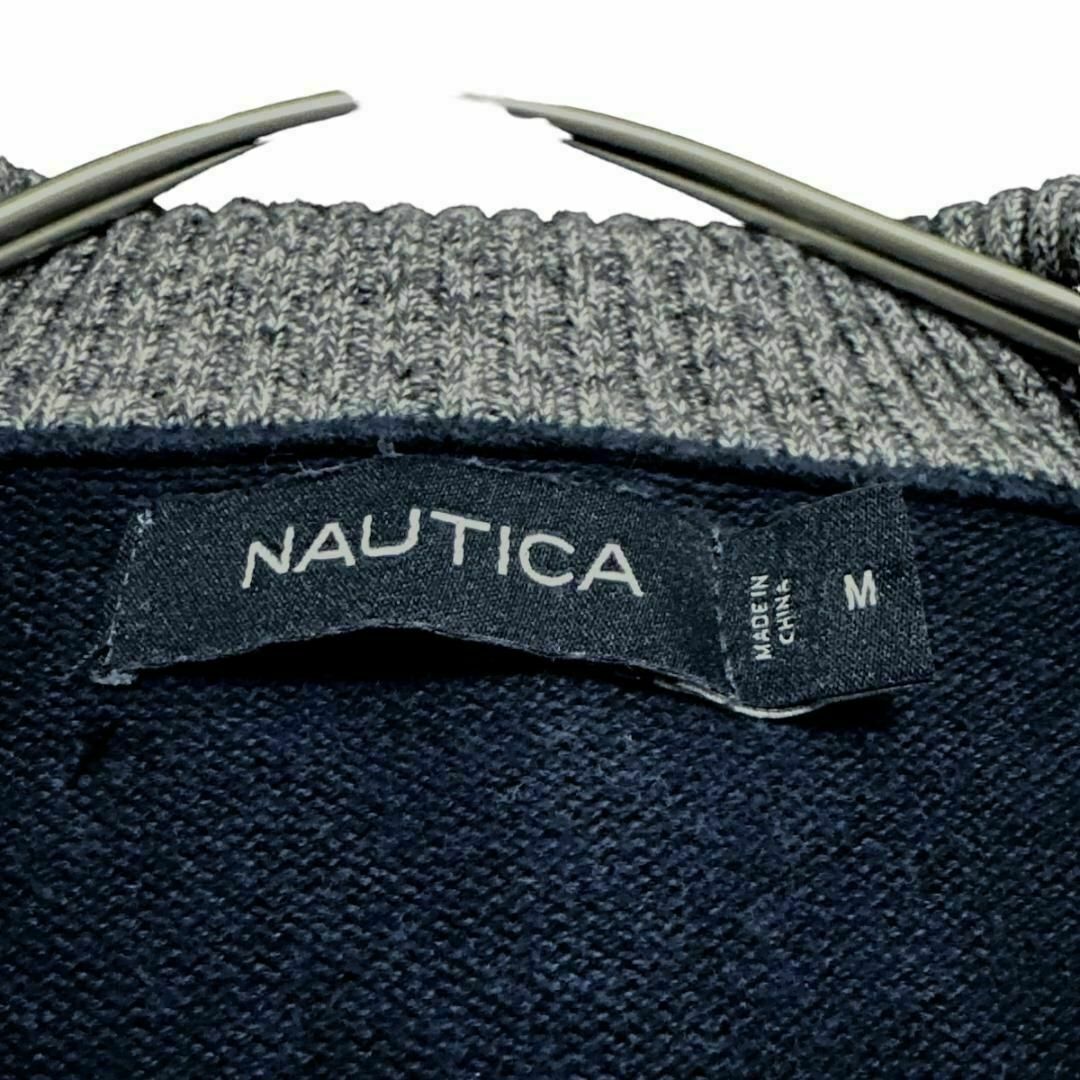 NAUTICA(ノーティカ)のNAUTICA ハーフジップ コットンニットセーター 刺繍ロゴ US古着d41 メンズのトップス(ニット/セーター)の商品写真