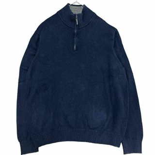 ノーティカ(NAUTICA)のNAUTICA ハーフジップ コットンニットセーター 刺繍ロゴ US古着d41(ニット/セーター)