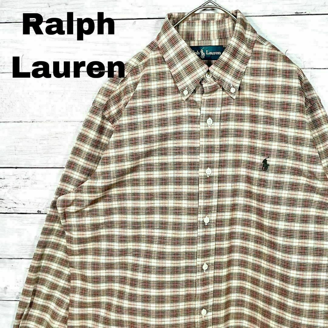 Ralph Lauren(ラルフローレン)の80U ラルフローレン BD長袖シャツ ポニー刺繍 チェック メンズ古着 メンズのトップス(シャツ)の商品写真