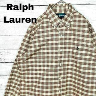 ラルフローレン(Ralph Lauren)の80U ラルフローレン BD長袖シャツ ポニー刺繍 チェック メンズ古着(シャツ)