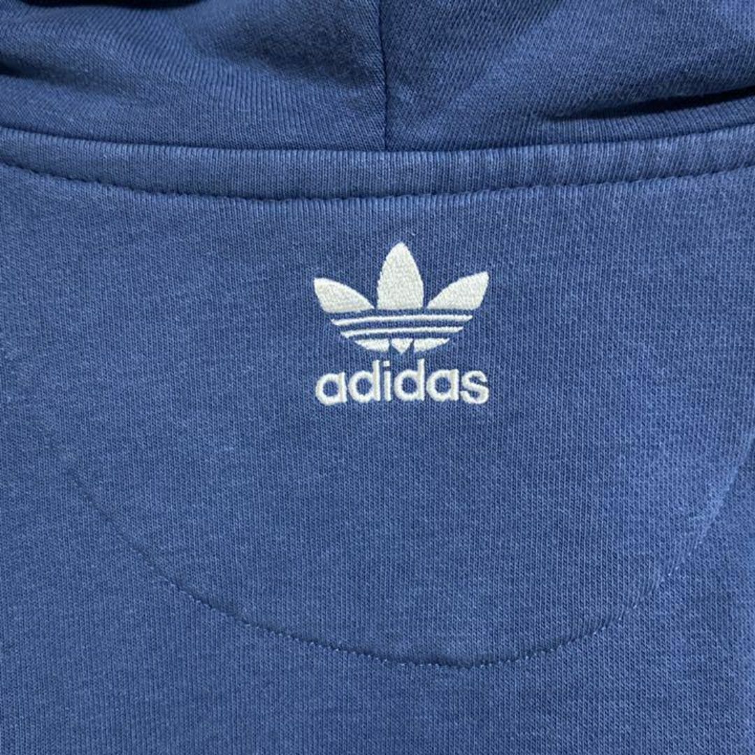 adidas(アディダス)のアディダス メンズ フーディ パーカー S ブルー ロゴ 長袖 USA 古着 メンズのトップス(パーカー)の商品写真