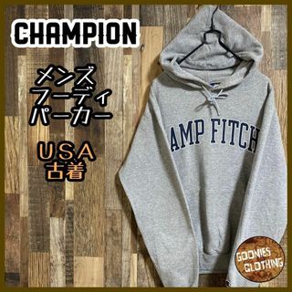 Champion - チャンピオン メンズ フーディ パーカー カレッジロゴ S グレー USA古着