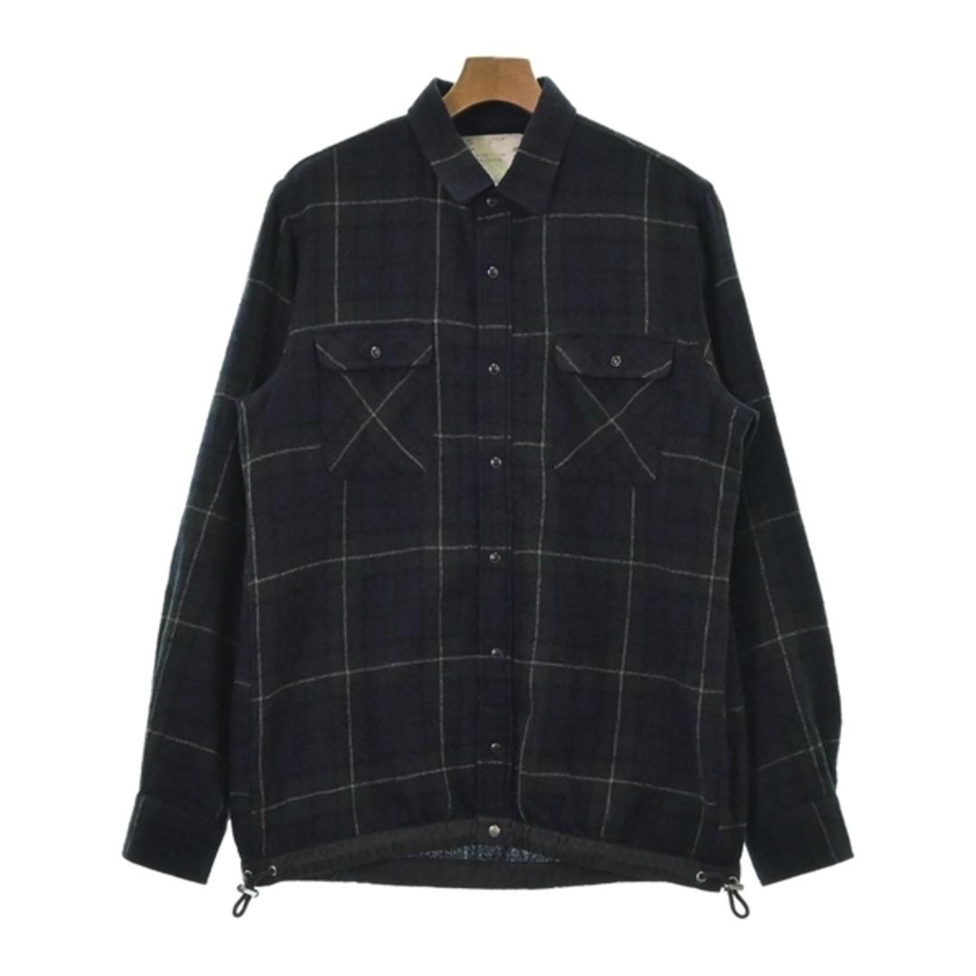 sacai(サカイ)のsacai サカイ カジュアルシャツ 4(XL位) 紺x緑xグレー(チェック) 【古着】【中古】 メンズのトップス(シャツ)の商品写真