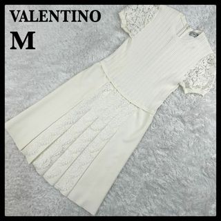 ヴァレンティノ(VALENTINO)のヴァレンティノ☆半袖ニットワンピース 現行 ホワイト 入手困難 即完売注意(ロングワンピース/マキシワンピース)