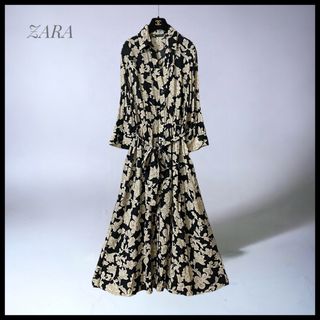 ザラ(ZARA)の【ZARA】  ウエストリボン  マキシシャツワンピース  EUR-S(ロングワンピース/マキシワンピース)