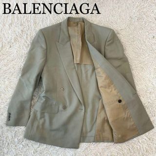 BALENCIAGA テーラードジャケット 背抜き ダブル グリーン L相当