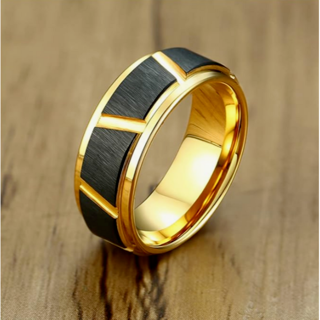 【RN139】リング　アクセサリー 　メンズ 　ゴールド　タングステン 　指輪 メンズのアクセサリー(リング(指輪))の商品写真