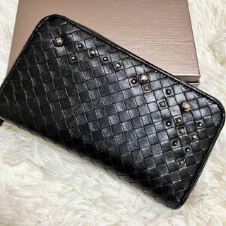 ボッテガヴェネタ(Bottega Veneta)の希少　ボッテガヴェネタ　長財布　レザー　ラウンドファスナー　ブラック(長財布)