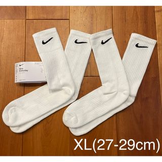 ナイキ(NIKE)の新品　ナイキ　XL(27-29cm)  クッション　クルーソックス　白2足セット(ソックス)