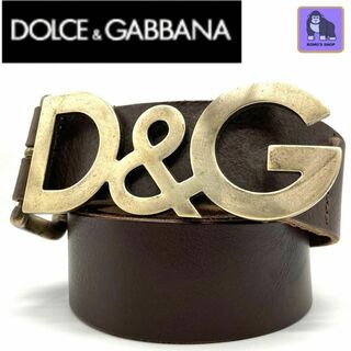 DOLCE&GABBANA - ドルチェ＆ガッバーナ　D&Gバックル　ゴールド金具　レザー　メンズ　ベルト　95