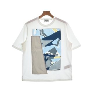 エルメス(Hermes)のHERMES エルメス Tシャツ・カットソー S 白x水色xグレー等 【古着】【中古】(Tシャツ/カットソー(半袖/袖なし))