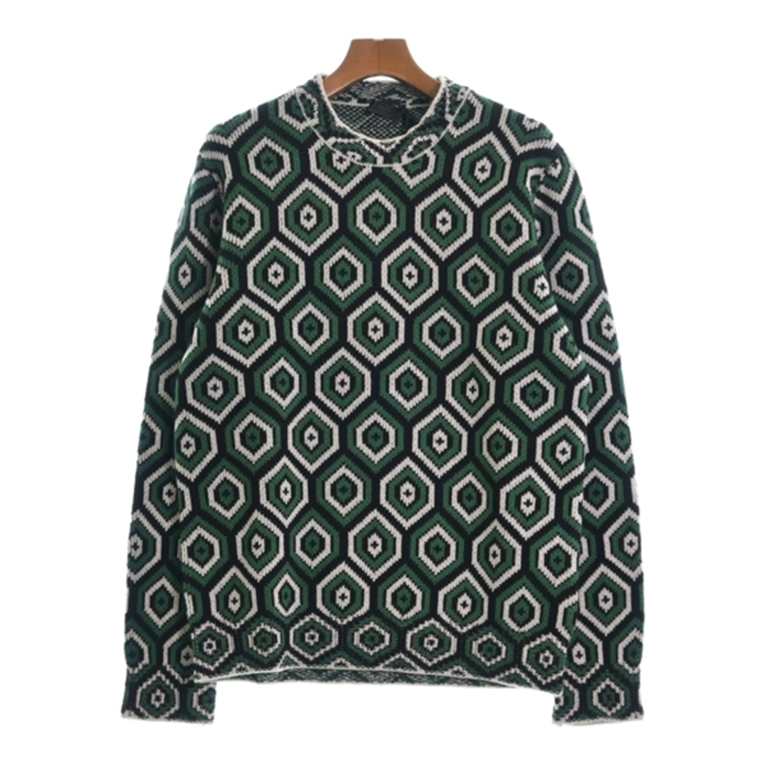 PRADA - PRADA プラダ ニット・セーター 52(XXL位) 緑x白x黒(総 PRADA - PRADA プラダ ニット・セーター 52(XXL位) 緑x白x黒(総